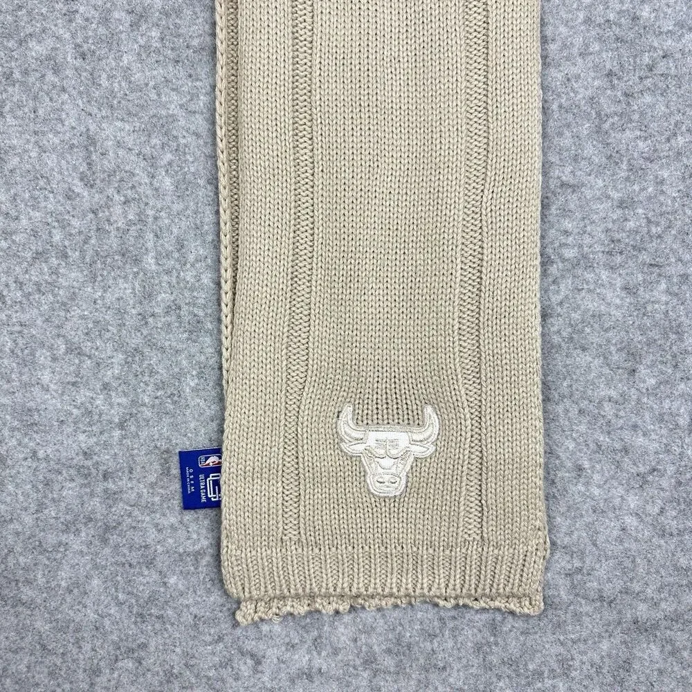 Chicago Bulls NBA Ultra Game Knit Scarf Tan Neutral Embroidered Logo Bull OSFM*